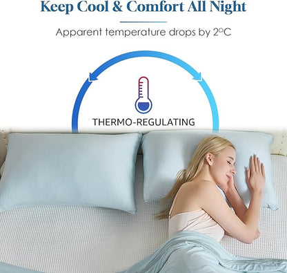 CHOSHOME Cooling Pillow Cases Zipper Pillow Covers Q-Max > 0.45 Zippered Pillowcases for Hot Sleepers, Soft, Breathable, Skin-Friendly, 2 Pack (King, 20"x36", Ice Blue)