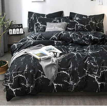 CLOTHKNOW Black Marble Comforter Set California King Black White Bedding Sets Abstract Comforter with 2 x Pillow Cases