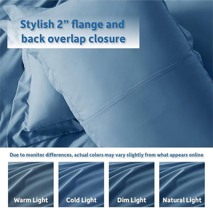 Nestl Blue Heaven Duvet Cover Queen Size - Soft Double Brushed Queen Duvet Cover Set, 3 Piece, with Button Closure, 1 Duvet Cover 90x90 inches and 2 Pillow Shams