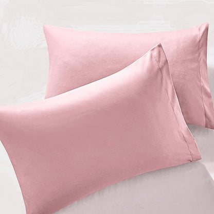 MILVOWOC 2Pcs Brushed Microfiber King Pillowcases - 20 x 36 Inch, Dusty Pink Pillow Case Set Non Slip Envelope Pillow Cover with Moisture Absorption and Anti-Wrinkle