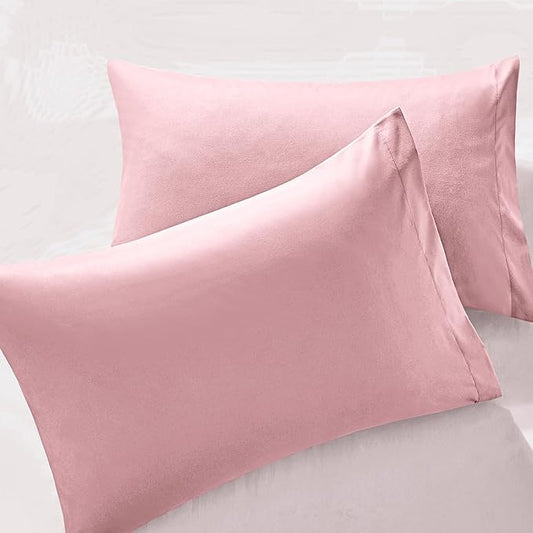 MILVOWOC 2Pcs Brushed Microfiber King Pillowcases - 20 x 36 Inch, Dusty Pink Pillow Case Set Non Slip Envelope Pillow Cover with Moisture Absorption and Anti-Wrinkle