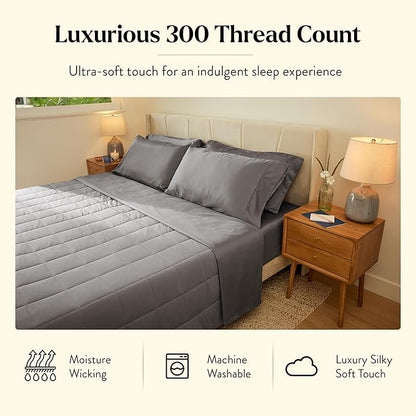 Miracle Made All-Season Cotton Duvet Cover – Water-Resistant, Lightweight, Breathable Bedding – Compatible with 3-Temperature Zone Comforter – Full/Queen, Stone