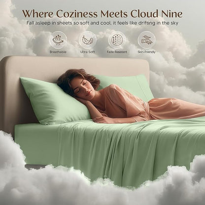 Utopia Bedding California King Sheet Set – 4 Piece Bed Sheets for Cal King Size Bed, Soft and Breathable Microfiber, Includes 1 Fitted Sheet, 1 Flat Sheet and 2 Pillowcases (Sage)