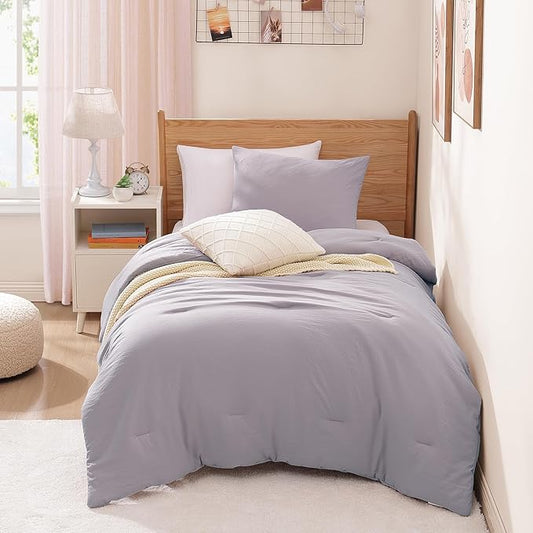 WRENSONGE Twin/Twin XL Comforter Set - 2 Pieces Lilac Comforter Prewashed Soft Lightweight for All Seasons,Fluffy Down Alternative Twin XL Comforter with 1 Pillow Sham