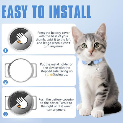 AirTag Cat Collar, Elastic Tracker Collar with Airtag Holder and Bell | Compatible with Apple Air Tag, Lightweight & Scratch Resistant, Adjustable Stepless GPS Pet Collar for Cats Kittens, Blue