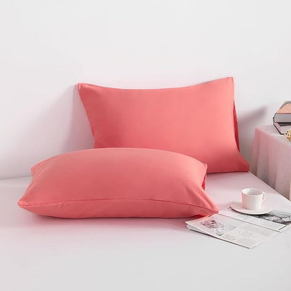 NTBAY Queen Pillowcase Set - 4 Pack Brushed Microfiber 20x30 Pillowcases - Soft, Wrinkle-Free, Fade-Resistant, Stain-Resistant, Coral Pink Pillowcases with Envelope Closure - 20x30 Inches, Coral Pink
