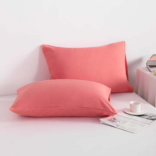 NTBAY Queen Pillowcase Set - 4 Pack Brushed Microfiber 20x30 Pillowcases - Soft, Wrinkle-Free, Fade-Resistant, Stain-Resistant, Coral Pink Pillowcases with Envelope Closure - 20x30 Inches, Coral Pink