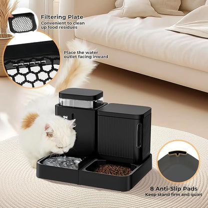 ZOMISIA Gravity Dog Food and Water Dispenser, 2 in 1 Automatic Dog Feeder with 180 Degree Rotatable, 2 Pack Large Capacity Self Feeding for Small Dogs Puppy, White, 1.6GALx2