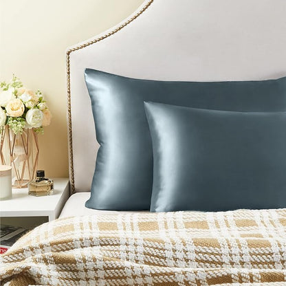 BEDELITE Satin Pillowcase for Hair and Skin, Super Soft Similar to Silk Pillow Cases 4 Pack with Envelope Closure, Cooling Pillowcases for Women Men (20"x36" King Size, Space Grey)