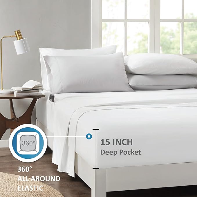 Madison Park Essentials Bed in A Bag - Trendy Casual Design Cozy Comforter with Complete Sheet Set with Side Pocket, All Season Cover, Matching Shams, King, Alexis, Leaf Yellow 9 Piece