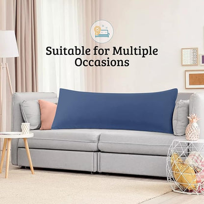 YIYEA Body Pillow Cover Set of 2, Ultra Soft 1800TC Hotel Quality Double Brushed Microfiber Body Pillow Pillowcases, Envelope Closure, Fade Resistant (20"x54", Denim)