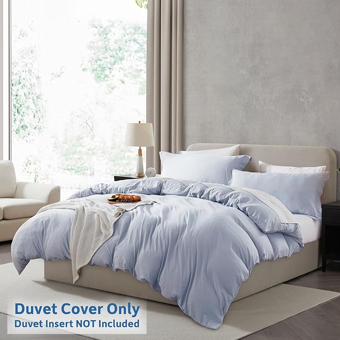 Nestl Ice Blue Duvet Cover King Size - Soft Prewashed King Duvet Cover Set, 3 Piece, with Zipper Closure, 1 Duvet Cover 104x90 inches and 2 Pillow Shams