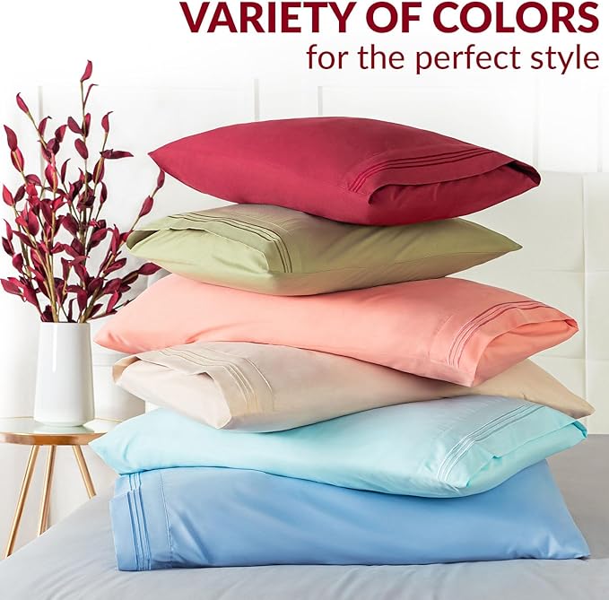 Mellanni Pillow Cases - Luxury, Extra Soft, Cooling Pillow Covers - 2 PC Iconic Collection Pillowcases - Envelope Closure (Standard/Queen 20" x 30", Hazy Lilac)