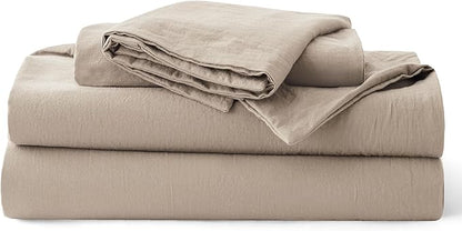 Bedsure 100% Washed Cotton Duvet Cover Cal King Size - Tannish Linen Grey Minimalist Cotton Duvet Cover for All Seasons - Plain Simple Bedding Set (Tannish Linen Grey, Cal King, 104"x98")