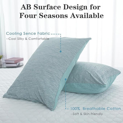 CHOSHOME Cooling Pillow Cases Zipper Pillow Covers Q-Max > 0.45 Zippered Pillowcases for Hot Sleepers, Soft, Breathable, Skin-Friendly, 4 Pack (Standard, 20"x26", Green)