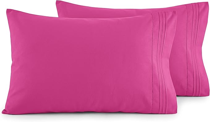 Elegant Comfort Luxury Ultra-Soft 2-Piece Pillowcase Set - 1500 Premium Hotel Quality Microfiber Double Brushed - Wrinkle Resistant, Standard/Queen, Pink