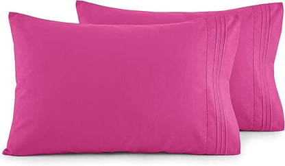 Elegant Comfort Luxury Ultra-Soft 2-Piece Pillowcase Set - 1500 Premium Hotel Quality Microfiber Double Brushed - Wrinkle Resistant, King Size, Pink