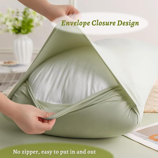 Stretchy Body Pillow Case Cover - Jersey Knit Long Pillowcase for Body Pillow, 1 Pack - Envelope Closure & Skin-Friendly, Soft and Breathable for Sleeping, 20"x54", Sage