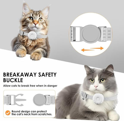 GPS Tracker for Cats,Real-Time Location Cat Tracker, Pet Tracker with Cat Collar,Compatible with Apple Find My App (Only iOS),No Monthly Fee,Waterproof,Anti-Lost Device (White)