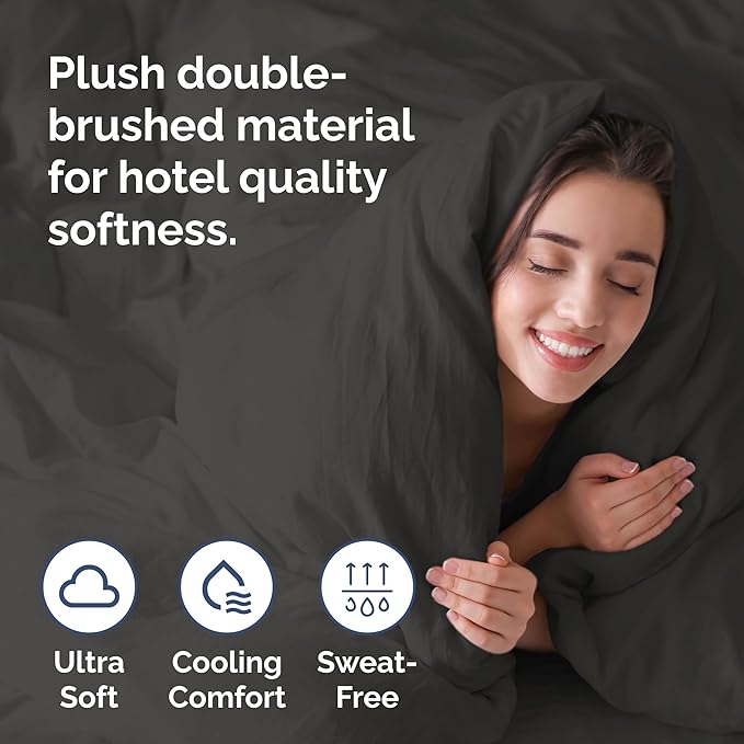 Duvet Cover Full Size Set - Extra Soft Full Duvet Cover 80" x 90" with 2 Pillow Shams - Hotel Luxury, Easy Care & Fade Free w/ Zipper Closures & Ties - All Season, Comfy, Cozy & Breathable (Charcoal)