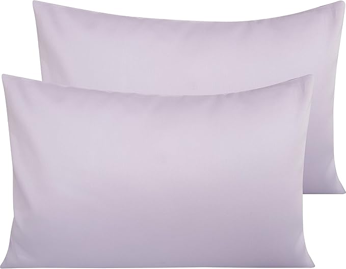 NTBAY Egyptian Cotton Queen Pillowcases - Set of 2, 500 Thread Count Cotton Pillowcases - Soft and Breathable Envelope Closure Pillow Cases - 20x30 Pillow Covers for Bed, Light Purple