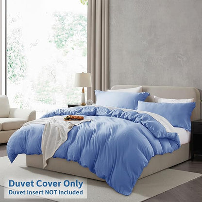 Nestl Calm Blue Duvet Cover Full Size - Soft Prewashed Full Size Duvet Cover Set, 3 Piece, with Zipper Closure, 1 Duvet Cover 80x90 inches and 2 Pillow Shams