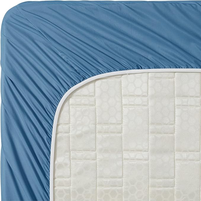 Clara Clark Bed Sheets, Premier 1800 Series 4 Piece Bed Sheet Set, Deep Pocket, Wrinkle, Fade, Stain Resistant, Luxury Soft Bedding Sheets & Pillowcases, Queen, Blue Heaven