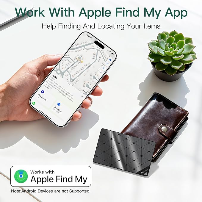 2026 Apple MFi Certified Wallet Tracker Smart Card for Find My iPhone Ultra Thin Air Tracker Tag for Travel, 5 Years+ Staying Power, IP69 Waterproof, Key Finder & Item Locator for Keys, Bags, Passport