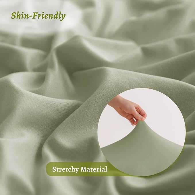 Stretchy Body Pillow Case Cover - Jersey Knit Long Pillowcase for Body Pillow, 1 Pack - Envelope Closure & Skin-Friendly, Soft and Breathable for Sleeping, 20"x54", Sage