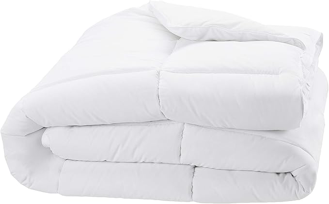 Amazon Basics White Down Alternative Comforter and Duvet Insert with Corner Tabs, Machine Washable, Twin, Warm
