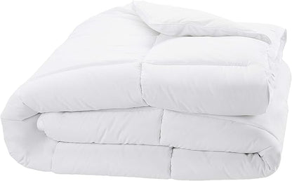 Amazon Basics White Down Alternative Comforter and Duvet Insert with Corner Tabs, Machine Washable, Twin, Warm