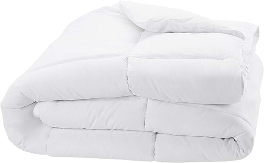 Amazon Basics White Down Alternative Comforter and Duvet Insert with Corner Tabs, Machine Washable, Twin, Warm