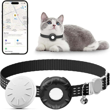 GPS Tracker for Cats (iOS Only), MINI GPS Cat Tracker, Real-Time Location Pet Tracker, No Monthly Fee GPS Tracker, Compatible with Apple Find My,Anti-Lost Smart Tag (Black)