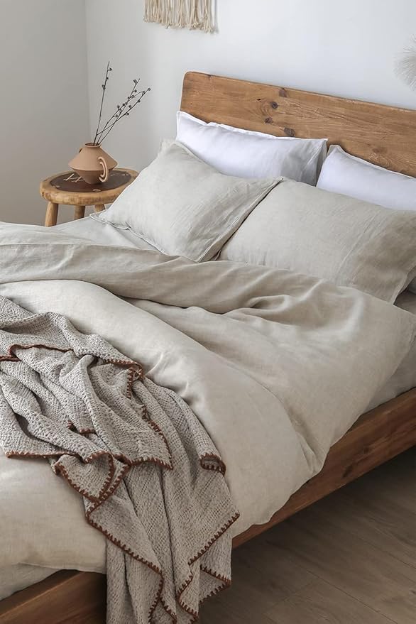 XZ XIFA Linen Duvet Cover Twin, 100% Washed French Flax Linen Bedding Set with Zipper Closure, Cooling & Textured Bed Sets for Hot Sleepers(1 Duvet Cover, 1 Pillowcases)