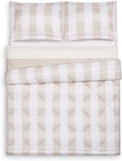 TRULY SOFT Everyday Buffalo Plaid Khaki Polyester 2-Piece Twin XL Comforter Set, Plaid Themed, for Men and Women, Oeko-TEX Certified Confidence