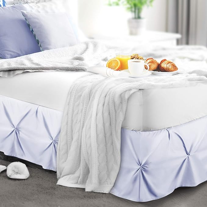 Nestl Ice Blue Bed Skirt King Size, Pinch Pleat King Bed Skirt, 14" Inch Drop King Bedskirt, Hotel Quality Ice Blue Bed Skirts, Premium Microfiber Bedskirt for King Bed, Ice Blue King Size Bed Skirt