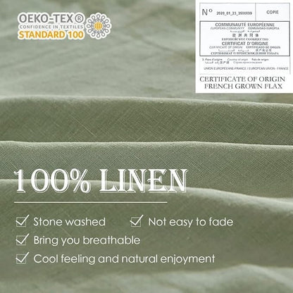 Simple&Opulence 100% Linen Euro Sham Covers with Ruffle, 26x26 Inch Pillow Covers Set of 2, Euro Pillow Shams for Bed Couch French Home Decor Luxury and Breathable Square Pillow Cases, Sage Green