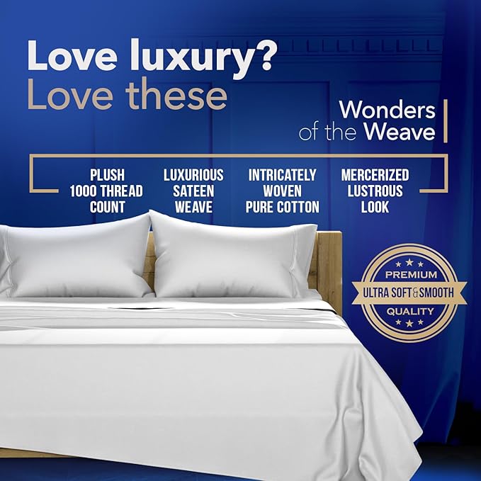 TEXAS LINEN CO. Premium Egyptian Cotton Pillow Cases Standard/Queen Size Set of 4 - Luxury High Thread Count Cotton Pillow Cases (2 Pair, Silver), Silky Soft, Cooling Extra Long Staple Pillowcases