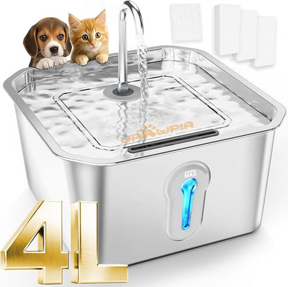 4L Large Cat Water Fountain for Multiple Cats Pet Water Fountain for Drinking Watering Supplies Pets Dog Small Animal Automatic Cat Water Dispenser for Cats Quiet Indoor