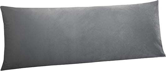 NTBAY 1 Pack Zippered Velvet Body Pillow Cover, Super Soft and Cozy Luxury Fuzzy Flannel 20x54 Long Pillowcase with Zipper, 20x54 Inches, Smoke Grey