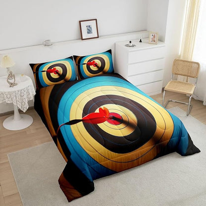 Colorful Archery Target Kids Comforter Set Full Size,Arrow Colorful Circles Painted Print Bedding Set for Boys Girl Teens Bedroom Decor,Microfiber Soft Quilt with 2 Pillowcases