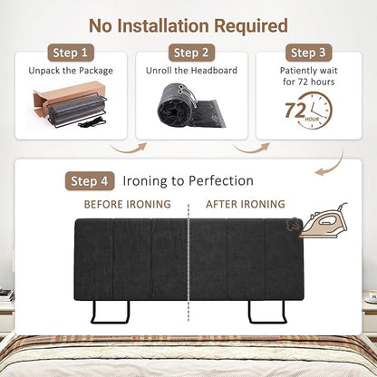 Full Size Headboard Only-No Assembly Required, Black | Easy to use no assembly required, Linen fabric and extra-thick foam for added comfort, Modern style headboard full size