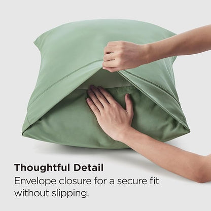 Bedsure Queen Pillow Cases Set of 2 - Sage Green Brushed Microfiber Pillowcase 2 Pack, Super Soft and Cozy Pillow Case Covers with Envelope Closure for Kids, Wrinkle, Fade Resistant, 20x30 Inches
