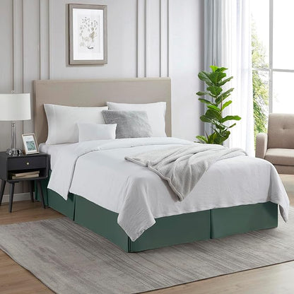 Nestl Forest Green Twin XL Bed Skirt - Twin XL Size Bed Skirt 14 Inch Drop - Brushed Microfiber Bed Skirts - Hotel Quality Pleated Bed Skirt - Shrinkage & Fade Resistant