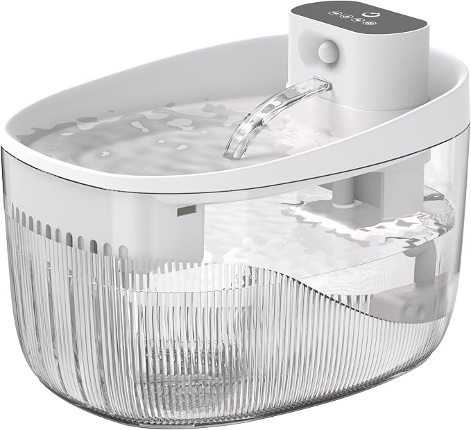 74oz/2.2L Cordless Cat Water Fountain, 5000mAh Battery Operated | 3 Smart Modes, with Motion Sensor, Ultra-Quiet, Pet Drinking Dispenser with LED Light, Wireless Fountain for Cats, Dogs