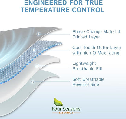 Four Seasons Essentials Cooling Comforter - Queen Size 90" x 90" - Gray