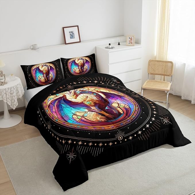 Feelyou Dragon Comforter Set Twin Size Dragon Stuff Comforter for Boys Girls Teens Wild Life Bedding Set Dragon Decor Duvet Set Room Decor Black Yellow Quilt Set
