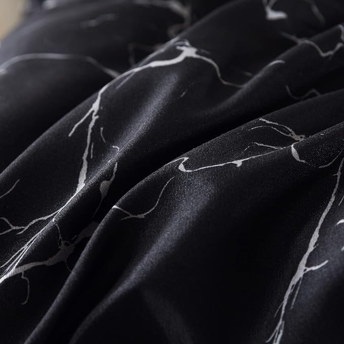 Caressma Black Marble Comforter Set King, 3 Pieces Modern Pattern Soft Microfiber Bedding Comforter Set, Down Alternative Comforters for All Season (104 * 90")