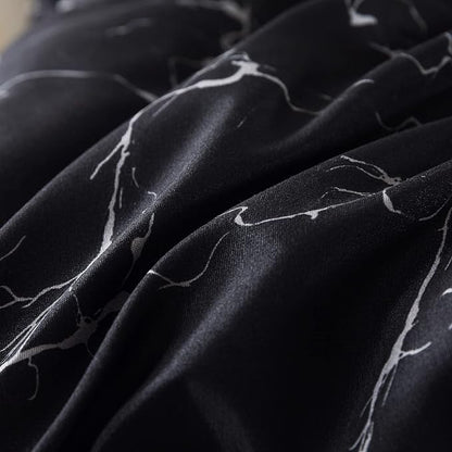 Caressma Black Marble Comforter Set King, 3 Pieces Modern Pattern Soft Microfiber Bedding Comforter Set, Down Alternative Comforters for All Season (104 * 90")