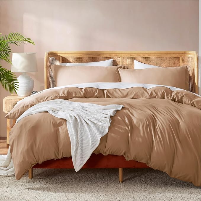 Nestl Twin Duvet Cover Set - Soft Double Brushed Mocha Brown Duvet Cover Twin XL, 2 Piece, with Button Closure, 1 Duvet Cover 68x90 inches and 1 Pillow Sham